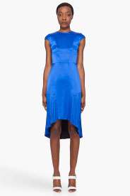 MANDY COON Glossy Blue Pleat Dress