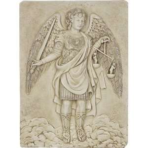  Stone Look Archangel Michael Holding Scales Wall Plaque 