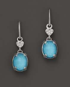 Lisa Nik Sterling Silver Ocean Oval Earrings with Diamonds