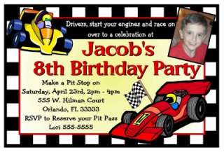 RACE CAR RACING BIRTHDAY PARTY INVITATIONS ~ DIGITAL  