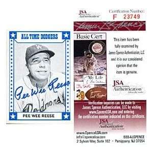 Pee Wee Reese Autographed Dodgers Card (James Spence)   Signed MLB 