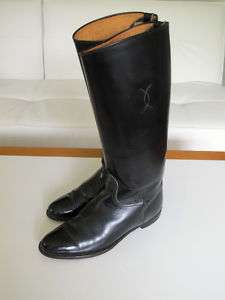 VINTAGE Women EQUESTRIAN Black Leather Riding Boots 9.5  