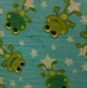Soft fleece fabric by the yard Cute green/ yellow frog  