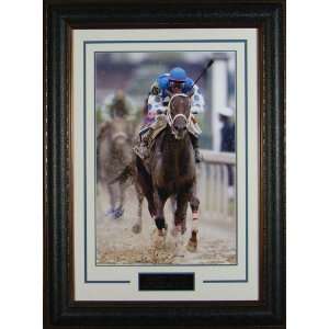  Stewart Elliott atop Smarty Jones Autographed Framed 18x24 