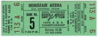 1976 SAN ANTONIO SPURS ABA Championship Unused Ticket  