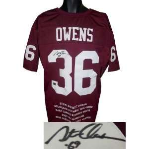 Steve Owens signed Oklahoma Sooners Maroon Custom Jersey 69 (Heisman 