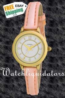 Fossil Light Pink Leather Band Ladies Casual Watch $15  