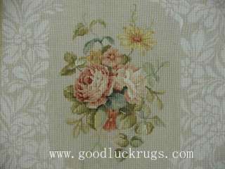   English Garden Design Roses Fruit Wool Needlepoint Area Rug~New  