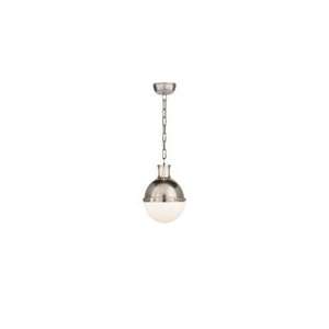 Thomas OBrien Small Hicks Pendant in Antique Nickel with White Glass 