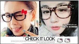 Cool  New WITH LENS Hello Kitty Style Fashion Glasses Brown Frame 
