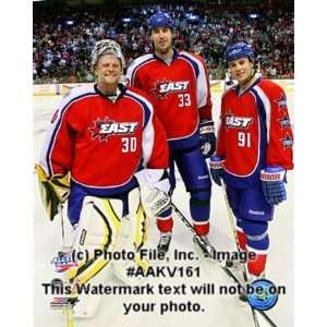 Tim Thomas, Zdeno Chara and Marc Savard 2008 09 NHL All Star Game 