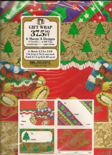 Sheets~Christmas Gift Flat Wrap~4 Designs~37.5 Sq.Ft.  