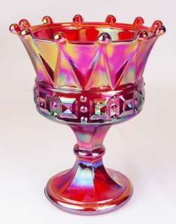 Fenton Footed Windsor Crown Votive Candle Bowl in Ruby  