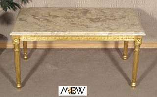 Solid Wood Small Gold Coffee Table w/ Marbletop  