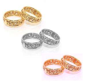 Framed Byzantine Band Ring Yellow White Rose Gold 14K Size Color 