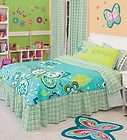 New Blue Green Butterfly Bedspread Bedding Set Queen 7P