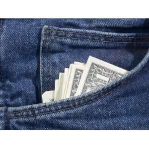Blue Jeans with American Dollar Bills in the Pocket Photographic 