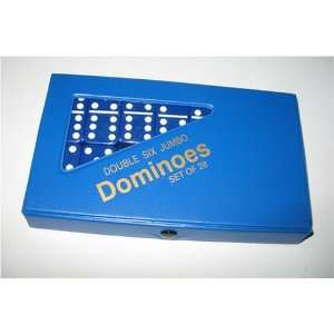  Domino Game Set Double Six Set 28 Jumbo Size Blue Vinyl 