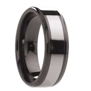  8 mm Mens Black Ceramic Combination Tungsten Carbide Rings 