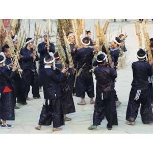  Miao Ethnic Minority Group Playing Traditional Musical 