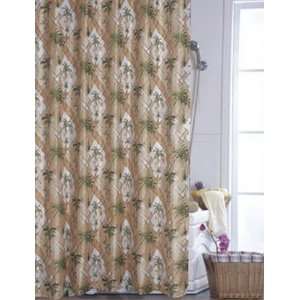  70x72 Brown Palm Tree Shower Curtain with C Hooks & Peva 