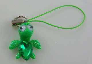 Turtle Cell Phone charm Green Bling or purse charm Honu  