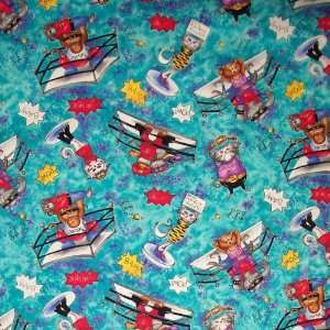  44 Wide Fabric Cats Wrestling Fabric By the Yard 