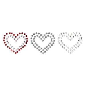  #154 Heart Transfers   Colored/Crystal/Silver   3 transfers 