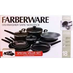  Farberware Dishwasher Safe Nonstick 18 Piece Cookware Set 