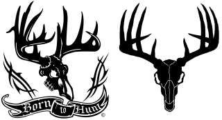 BORN TO HUNT & WHITETAIL SKULL DECAL TWIN PACK/ ARCHERY/ HUNTING/ DEER 
