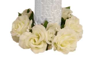 pcs Silk ROSES Flowers Candle Rings Wedding Tabletop Centerpieces 