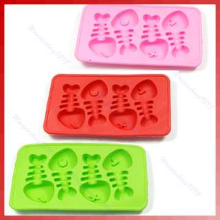 Cute Silicone Fishbone Shaped Ice Cube Trays Mold Maker  