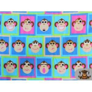  Fleece Printed *Monkey Face* / Fabric By the Yard 