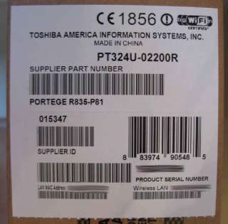 TOSHIBA PORTEGE R835 P81 INTEL i5 13.3 LCD 6GB 640GB HD MAGNESIUM 