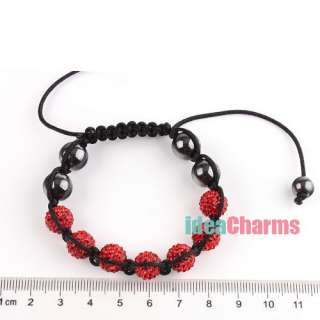 1x Hot Pave Disco Ball Bead Macrame Bracelet 10mm P2113  