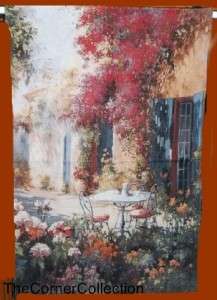 GARDEN BISTRO FLORAL COURTYARD TAPESTRY WALL HANGING  