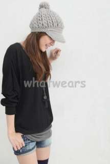 Womens Knitting Warm Beanie Cap Winter Hat Grey Z01  