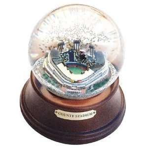   County Stadium Musical Water Globe with Wood Base