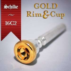   16C2 Trumpet Mouthpiece 24k Gold Rim & Cup Musical Instruments