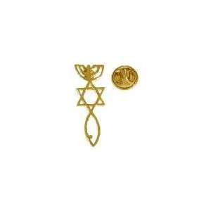  Lapel Pin Messianic Seal Roots Symbol Gold Plated 