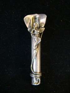 Lovely Vintage STERLING SILVER Flower Holder Posey TUSSY MUSSY, Winged 