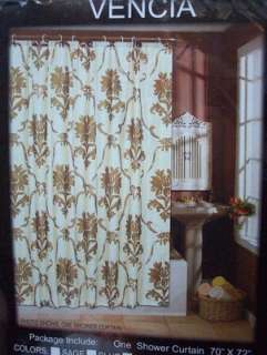 Floral Metallic Gold on Ivory Fabric Shower Curtain  