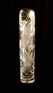 Vtg Lead Crystal Vase Hand Cut Glass Bohemia Czech  