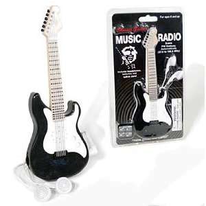  Guitar FM Scan Radio   Black 