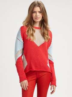 AIKO   Geometric Colorblock Sweater