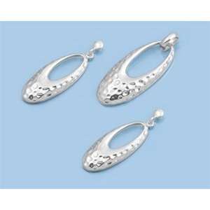   Marcasite Sets   Hammered Metal with Design  Pendant and Earrings