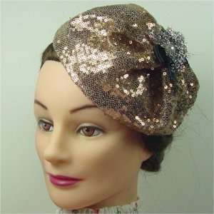 Fascinator   Copper French Couture Sequin Beret  Toys 
