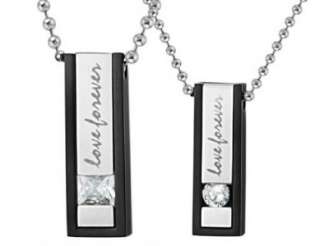 JN030 316L Stainless Steel Love Forever Charms Engraved w/GEM Couple 