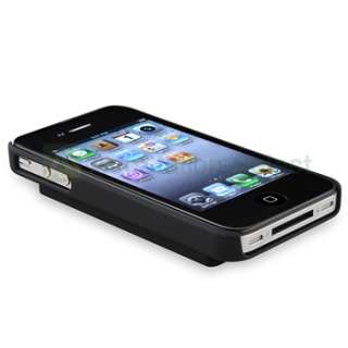 BLACK ID CARD HOLDER CASE COVER FOR APPLE iPhone 4 4S 4G  