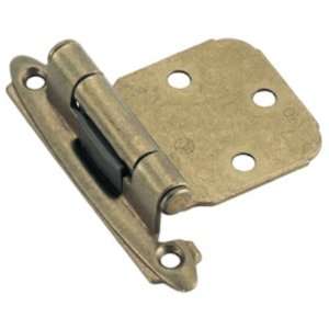  Overlay Hinge   Bright Brass Self Closing, Face Mounted 